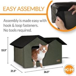 K&H Pet Products Outdoor Heated Kitty House Extra-Wide Cat Shelter -Cat Pet Supplies 100535 PT1. AC SS1800 V1624629039