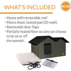 K&H Pet Products Outdoor Heated Kitty House Extra-Wide Cat Shelter -Cat Pet Supplies 100535 PT2. AC SS1800 V1624629460