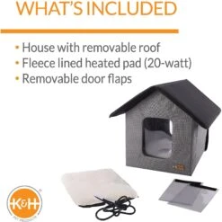 K&H Pet Products Outdoor Heated Kitty House Cat Shelter -Cat Pet Supplies 100537 PT2. AC SS1800 V1637627854