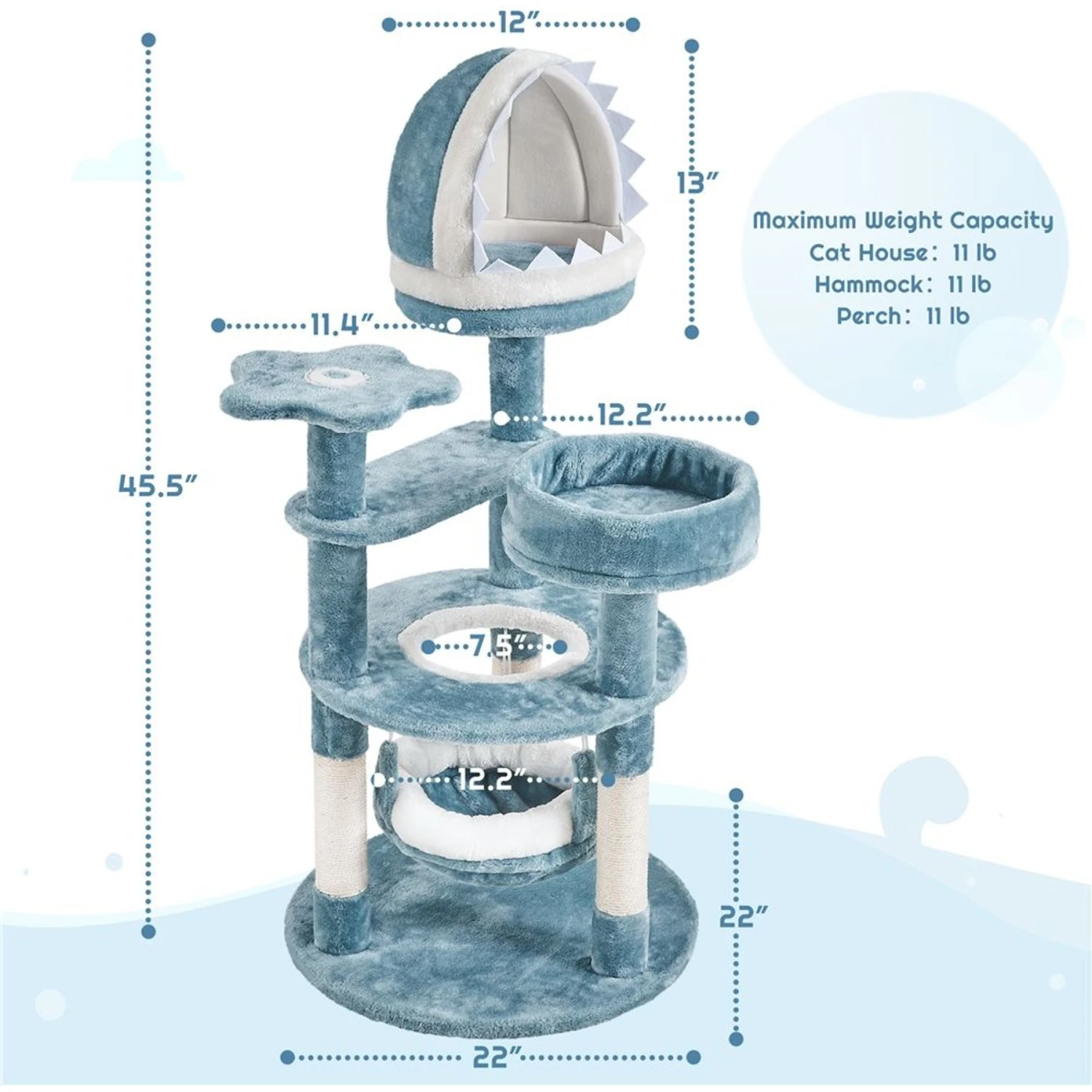 Yaheetech Ocean-Themed Multi-Level 45.5-in Cat Tree 5 Yaheetech Ocean-Themed Multi-Level 45.5-in Cat Tree - Image 3