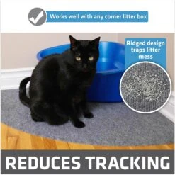 Drymate Corner Ridged Cat Litter Trapping Mat, Grey, 29.5-in X 29.5-in -Cat Pet Supplies 134952 PT1. AC SS1800 V1689627111