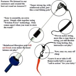 Pet Fit For Life 5 Piece Squiggly Worm Wand Cat Toy -Cat Pet Supplies 140078 PT7. AC SS1800 V1589320920