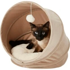 Frisco Foldable Canopy Cat Bed, Sandy Beige -Cat Pet Supplies 140164 PT4. AC SS1800 V1565383626
