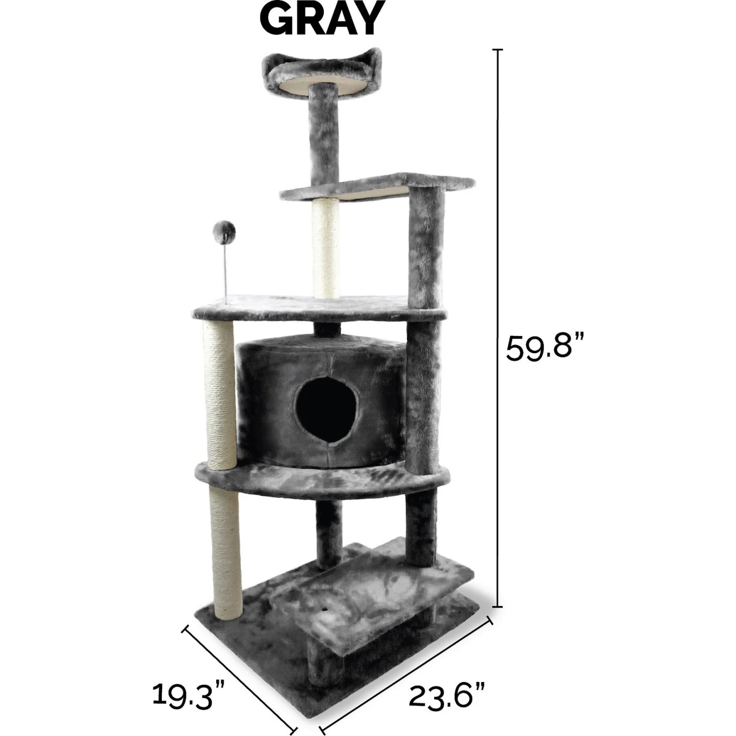 Tiger Tough Platform House Playground 59.8-in Faux Fur Cat Tree & Condo 3 Tiger Tough Platform House Playground 59.8-in Faux Fur Cat Tree & Condo - Image 2