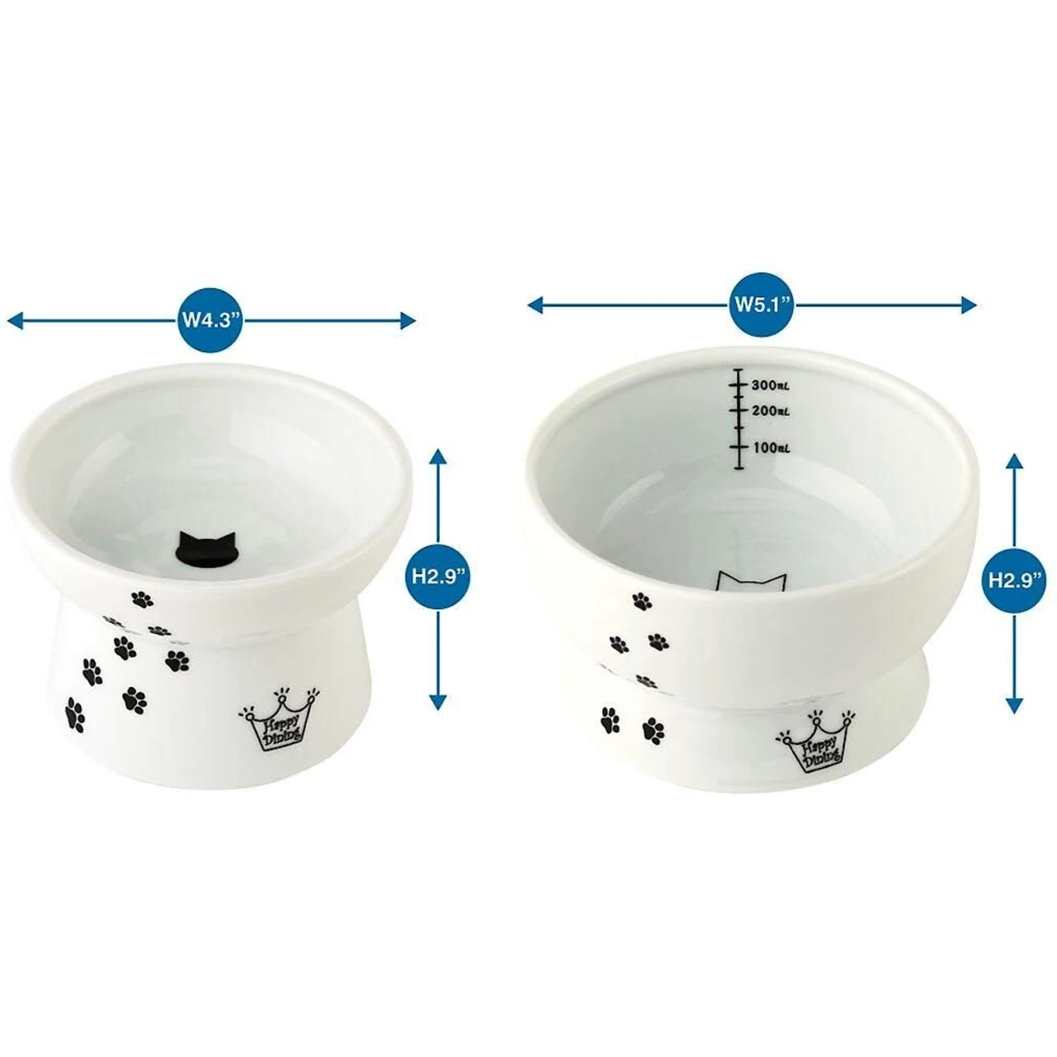 Necoichi Ceramic Elevated Cat Food & Water Bowl Set 6 Necoichi Ceramic Elevated Cat Food & Water Bowl Set - Image 4