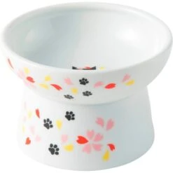 Necoichi Raised Cat Food Bowl, Sakura