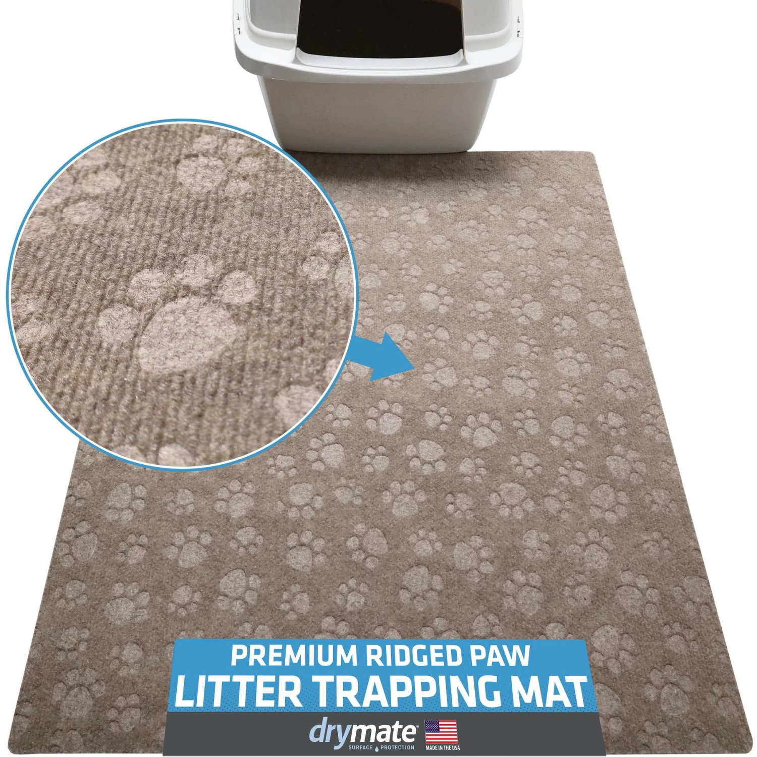 Drymate Premium Debossed Paw Cat Litter Trapping Mat, Taupe, X-Large, 28-in X 34-in 3 Drymate Premium Debossed Paw Cat Litter Trapping Mat, Taupe, X-Large, 28-in X 34-in