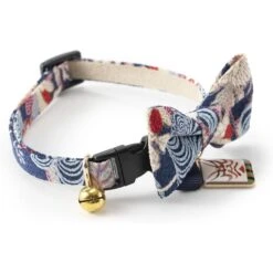 Necoichi Kabuki Charm Bow Tie Cotton Breakaway Cat Collar With Bell -Cat Pet Supplies 183481 PT2. AC SS1800 V1565879835