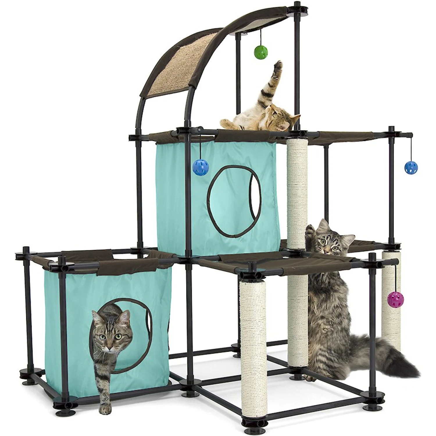 Kitty City Claw Mega Kit 46.75-in Faux Fleece Cat Tree & Condo 3 Kitty City Claw Mega Kit 46.75-in Faux Fleece Cat Tree & Condo