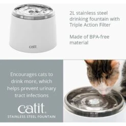 Catit Fresh & Clear Stainless Steel Top Cat Fountain, 64-oz -Cat Pet Supplies 191608 PT2. AC SS1800 V1628096472