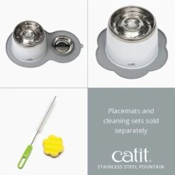 Catit Fresh & Clear Stainless Steel Top Cat Fountain, 64-oz -Cat Pet Supplies 191608 PT7. AC SS1800 V1628096467