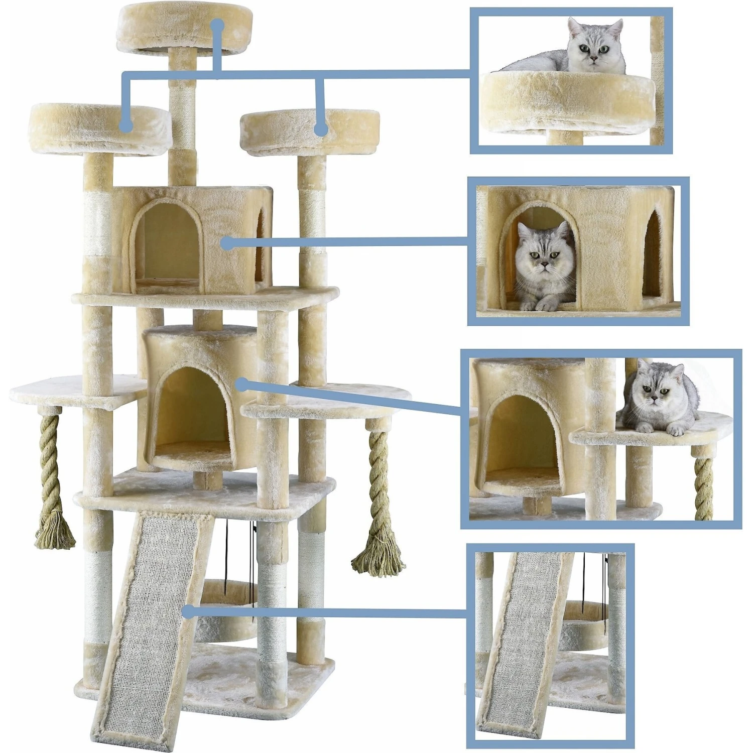 Go Pet Club 70-in Faux Fur Cat Tree & Condo 5 Go Pet Club 70-in Faux Fur Cat Tree & Condo - Image 3
