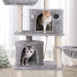 FEANDREA 55.1-in Faux Fleece Cat Tree & Condo -Cat Pet Supplies 205247 PT2. AC SS1800 V1648066314