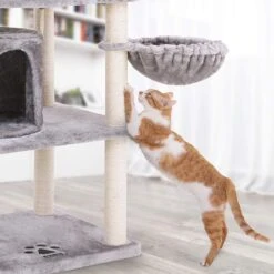 FEANDREA 55.1-in Faux Fleece Cat Tree & Condo -Cat Pet Supplies 205247 PT3. AC SS1800 V1648066331