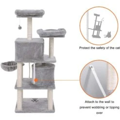 FEANDREA 55.1-in Faux Fleece Cat Tree & Condo -Cat Pet Supplies 205247 PT4. AC SS1800 V1648066608