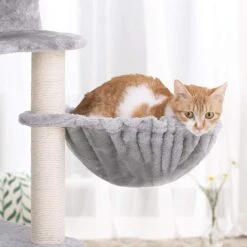 FEANDREA 55.1-in Faux Fleece Cat Tree & Condo -Cat Pet Supplies 205247 PT6. AC SS1800 V1648064518