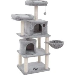 FEANDREA 55.1-in Faux Fleece Cat Tree & Condo -Cat Pet Supplies 205247 PT7. AC SS1800 V1648063922