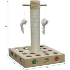 Go Pet Club 20-in IQ Busy Box Cat Scratching Post & Toys, Beige -Cat Pet Supplies 216908 PT3. AC SS1800 V1671226285