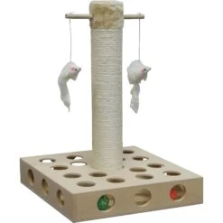 Go Pet Club 20-in IQ Busy Box Cat Scratching Post & Toys, Beige -Cat Pet Supplies 216908 pt2. AC SS1800 V1579195147