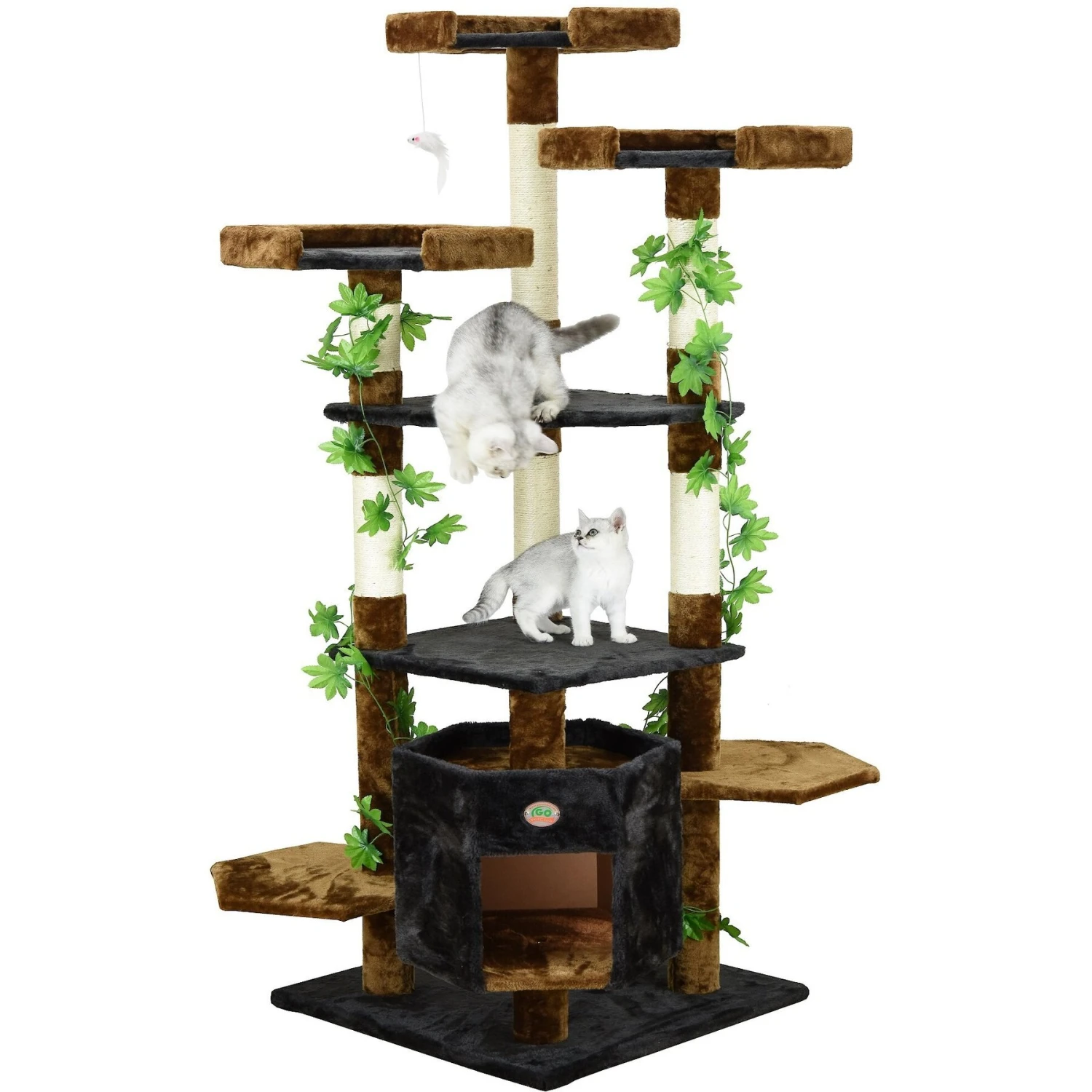 Go Pet Club 67-in Forest With Leaves Cat Tree, Blue/ Brown 4 Go Pet Club 67-in Forest With Leaves Cat Tree, Blue/ Brown - Image 2