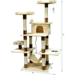 Go Pet Club 70-in IQ Busy Box Cat Tree Condo, Beige -Cat Pet Supplies 217132 PT3. AC SS1800 V1671226287