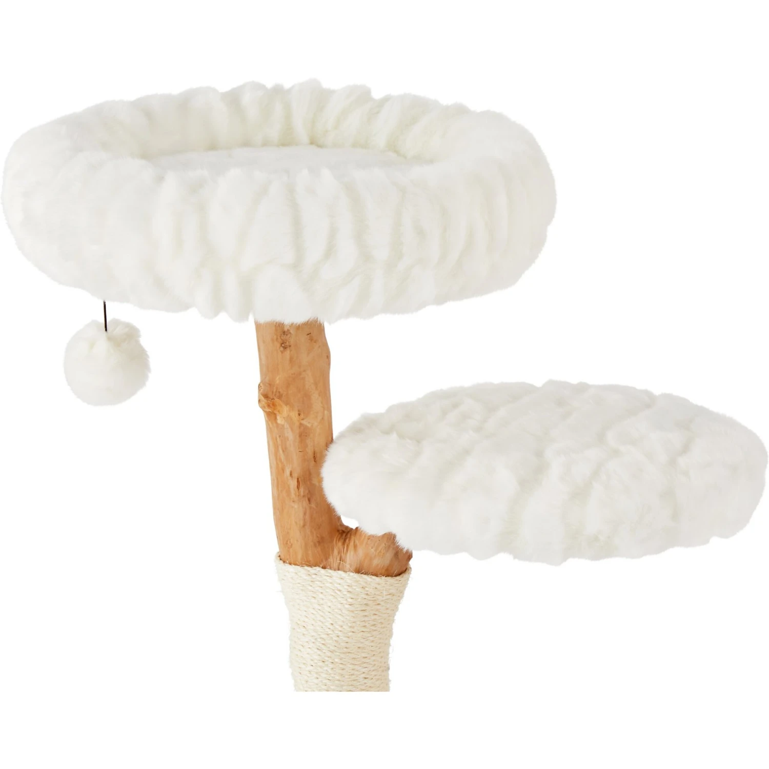 Frisco Natural Wood Modern Cat Tree With Toy, Ivory, Medium 6 Frisco Natural Wood Modern Cat Tree With Toy, Ivory, Medium - Image 4