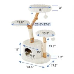 Frisco Natural Wood Modern Cat Tree With Toy, Ivory, Large -Cat Pet Supplies 236563 PT1. AC SS1800 V1617026099