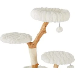 Frisco Natural Wood Modern Cat Tree With Toy, Ivory, Large -Cat Pet Supplies 236563 PT3. AC SS1800 V1615987312