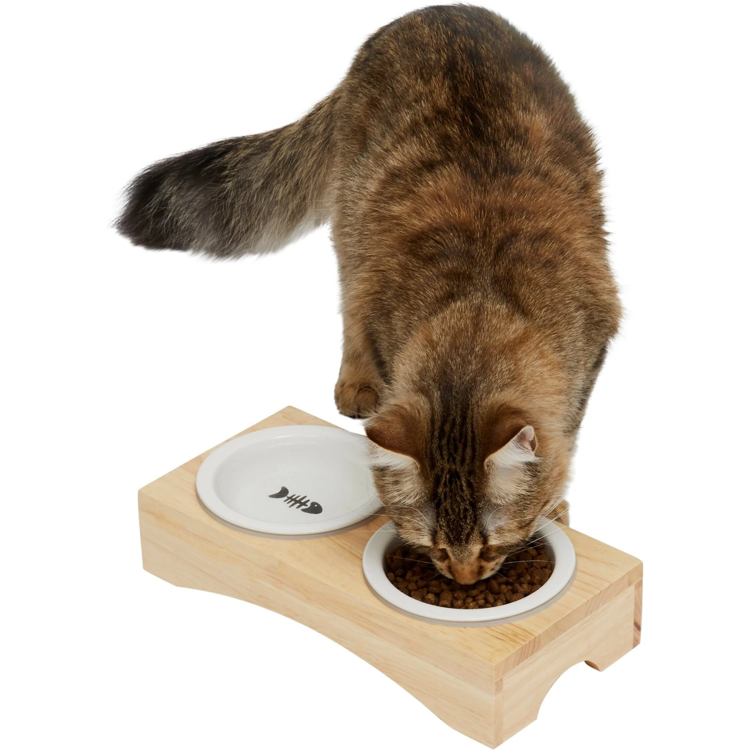 Frisco Double Elevated Cat Bowl With Wood Stand 3 Frisco Double Elevated Cat Bowl With Wood Stand