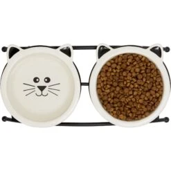 Frisco Cat Face Non-skid Elevated Double Ceramic Cat Bowl -Cat Pet Supplies 256113 PT5. AC SS1800 V1615311146
