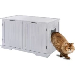 Sweet Barks Wooden Washroom Bench Cat Litter Box Enclosure