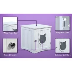 Sweet Barks Wooden Side Table Cat Litter Box Enclosure -Cat Pet Supplies 258686 PT4. AC SS1800 V1603833423