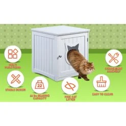 Sweet Barks Wooden Side Table Cat Litter Box Enclosure -Cat Pet Supplies 258686 PT5. AC SS1800 V1603834309
