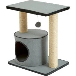 Two By Two The Cherry 20.9-in Felt Cat Condo, Grey -Cat Pet Supplies 261425 PT2. AC SS1800 V1606148820