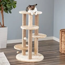 Two By Two The Fir 36.2-in Faux-Fleece Cat Tree, Beige