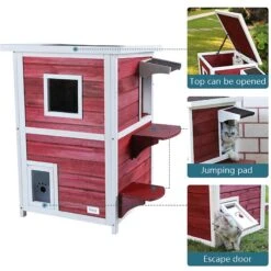 Petsfit 2-Story Weatherproof Outdoor Cat House 9 Petsfit 2-Story Weatherproof Outdoor Cat House -Cat Pet Supplies 261512 PT2. AC SS1800 V1605663149