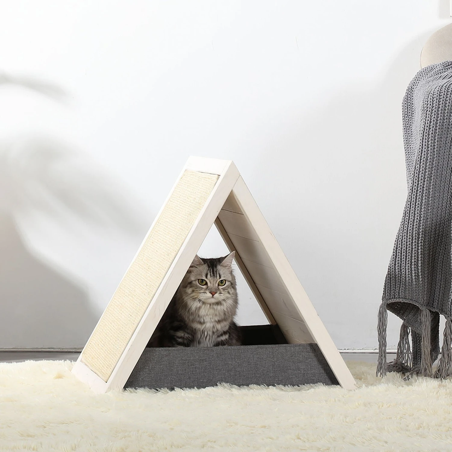 Petsfit Triangular Pets Indoor Cat House With Sisal Mat 3 Petsfit Triangular Pets Indoor Cat House With Sisal Mat