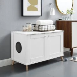 Sam's Pets Becky 24.5-in Cat Tree End Table & Litter Box Enclosure, White -Cat Pet Supplies 261880 PT7. AC SS1800 V1635094904