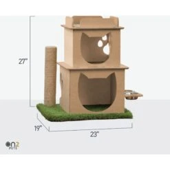 On2Pets Modern Wooden Cat House & Loft, Beige -Cat Pet Supplies 262110 PT3. AC SS1800 V1671029933
