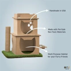 On2Pets Modern Wooden Cat House & Loft, Beige -Cat Pet Supplies 262110 PT4. AC SS1800 V1671029871
