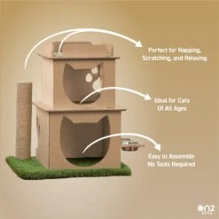 On2Pets Modern Wooden Cat House & Loft, Beige -Cat Pet Supplies 262110 PT6. AC SS1800 V1671027825