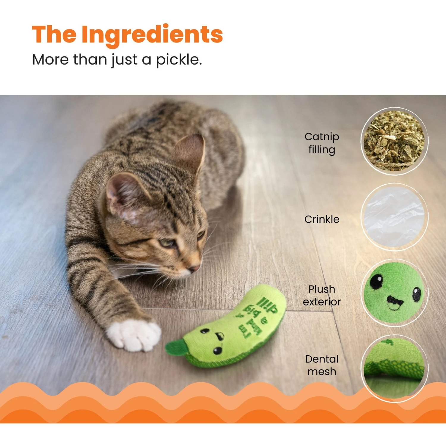 Catstages Crunchy Pickle Kicker Plush Cat Toy With Catnip 6 Catstages Crunchy Pickle Kicker Plush Cat Toy With Catnip - Image 4