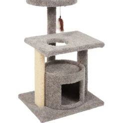 Frisco 37-in Real Carpet Cat Tree With Condo, Grey -Cat Pet Supplies 282755 PT4. AC SS1800 V1621949342