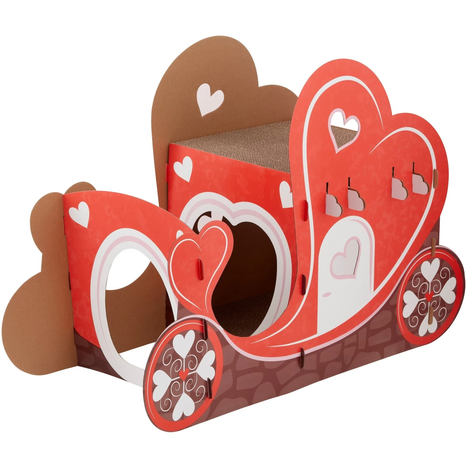 Frisco Valentine Love Carriage Cardboard Cat House, 2-Story 3 Frisco Valentine Love Carriage Cardboard Cat House, 2-Story