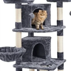 Yaheetech 68.5-in Plush Cat Tower, Dark Gray -Cat Pet Supplies 306515 PT4. AC SS1800 V1624373256