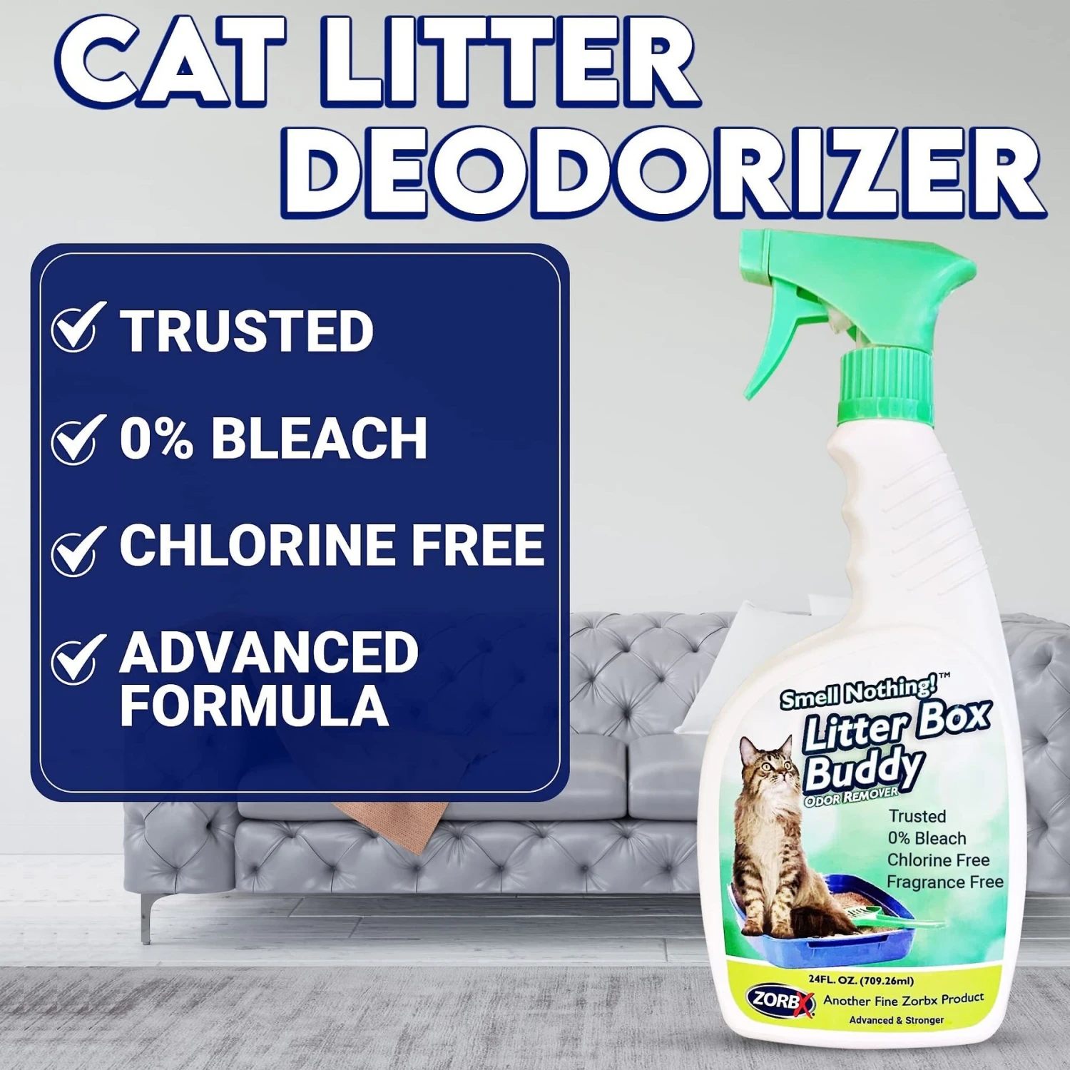 ZORBX Smell Nothing Litter Box Buddy Odor Remover, 24-oz Bottle 5 ZORBX Smell Nothing Litter Box Buddy Odor Remover, 24-oz Bottle - Image 3