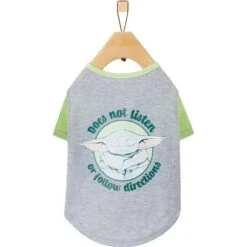 STAR WARS THE MANDALORIAN GROGU "Doesn't Listen" Dog & Cat Raglan T-shirt -Cat Pet Supplies 311884 PT4. AC SS1800 V1643328443