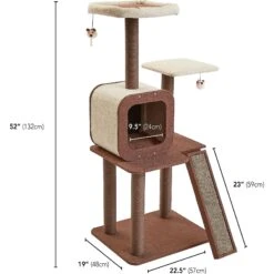 Two By Two The Redwood 53-in Cat Tree & Condo, Beige/Brown -Cat Pet Supplies 316946 PT2. AC SS1800 V1642633898