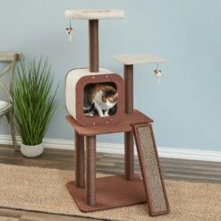 Two By Two The Redwood 53-in Cat Tree & Condo, Beige/Brown -Cat Pet Supplies 316946 PT3. AC SS1800 V1642647688