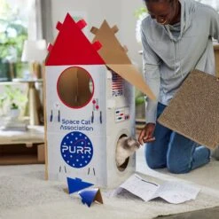 Frisco Spaceship Cardboard Cat House, 2-Story -Cat Pet Supplies 317721 PT3. AC SS1800 V1688677248